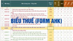 Biểu thuế nhập khẩu ưu đãi đặc biệt ASEAN Hồng Kông Trung Quốc