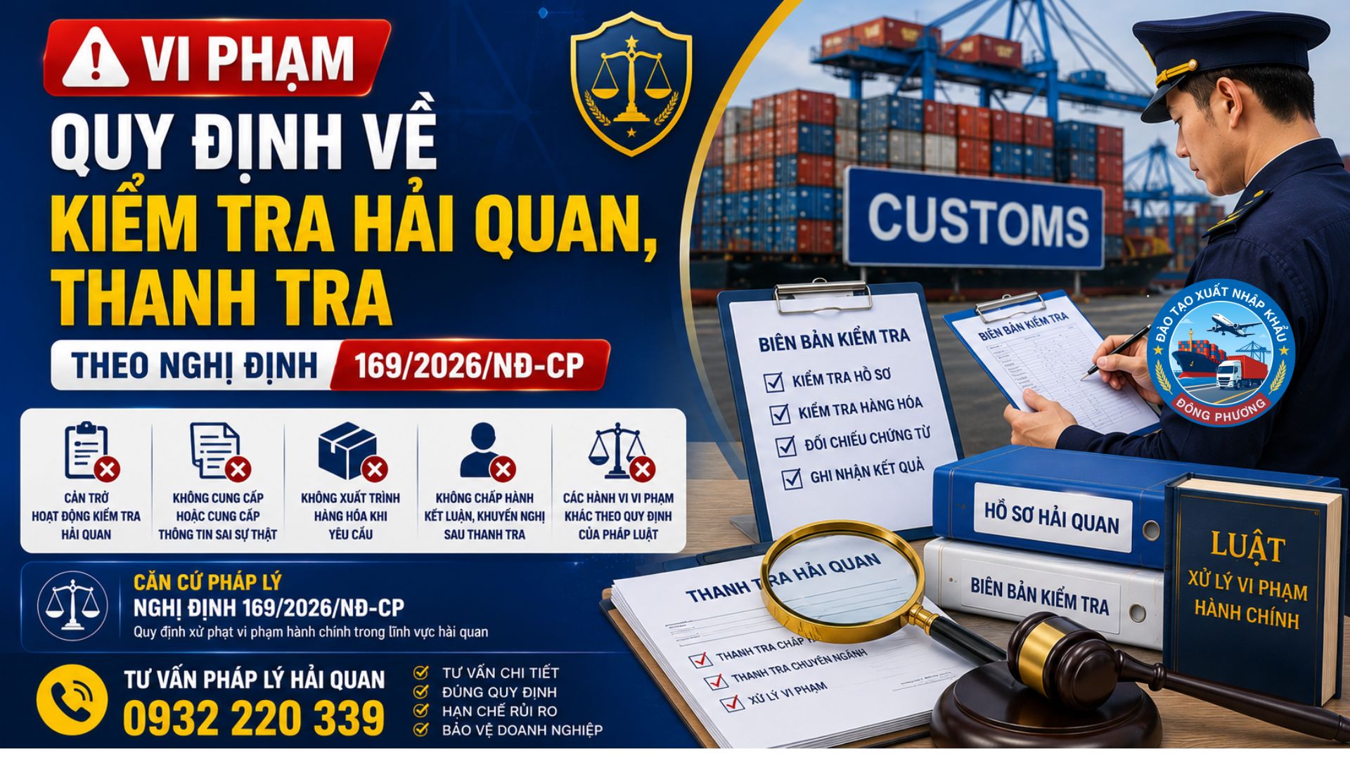 VI PHẠM QUY ĐỊNH VỀ KIỂM TRA HẢI QUAN, THANH TRA THEO NGHỊ ĐỊNH 169/2026/NĐ-CP